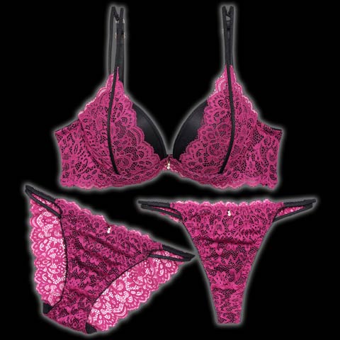 ラディアントコードレース育乳脇高ブラジャー&バック透けフルバックショーツ