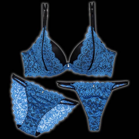 センシュアルネオンリングコード育乳脇高ブラジャー&バック透けフルバックショーツ