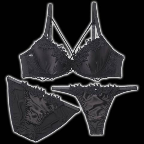 ラディアントコードレース育乳脇高ブラジャー&バック透けフルバックショーツ