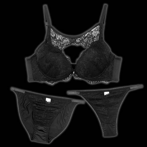 ラディアントコードレース育乳脇高ブラジャー&バック透けフルバックショーツ